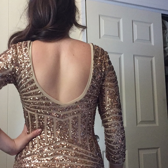 Rose gold sequent body con dress - Picture 5 of 6